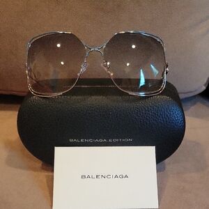 NEW! Authentic Balenciaga Silver Sunglasses Designer Accessories
